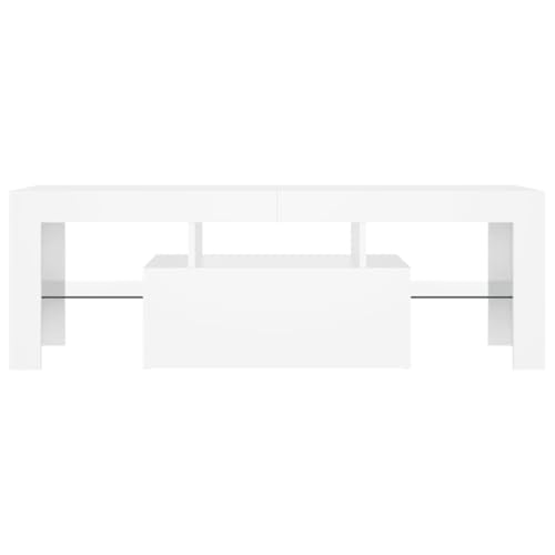 vidaXL TV Schrank mit LED-Leuchten Lowboard Fernsehschrank Fernsehtisch Sideboard HiFi-Schrank TV Möbel Tisch Board Weiß 120x35x40cm