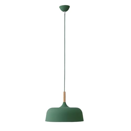 Suspension bois E27 bleu 48cm avec grand dôme réflecteur pour éclairage de restaurant