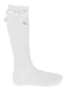 MISSTYLEGirls Ladies BOW Knee High Socks (12.5-3.5, White)