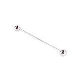 VIFERR Tie-Pins 1 Pcs Men Silver Plated Tone Steel Collar Tie Pin Stud Barbell Bar Clip Clasp Brooch 6CM