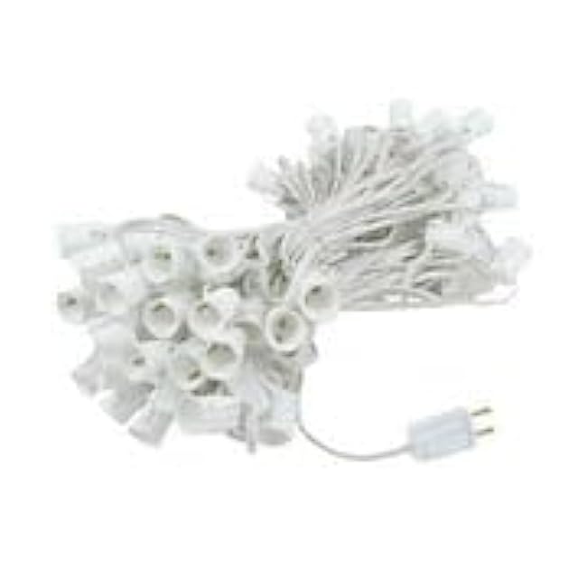 Novelty Lights 100 Foot C9 Outdoor String Light Christmas Stringer - Patio String Lights - Intermediate Base (C9/E17) - 12 Spacing - White Wire