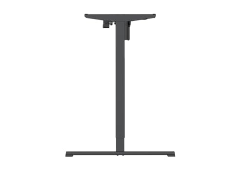 Image of Manual Height Adjustable Sit Stand Desk Frame | Width Adjustable Standing Desk with Retractable Crank Handle | Heavy Duty Steel Frame Load Capacity up to 60 kg (Black Frame & Black TT)
