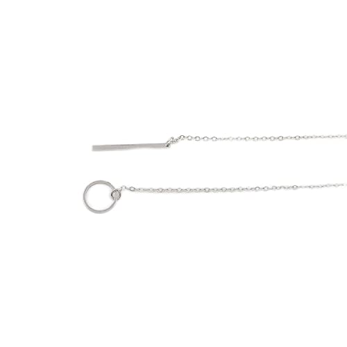 Geerier Silver Lariat Chain Bar Pendant Necklace Simple Y-Type Clavicle Chain Necklace for Women
