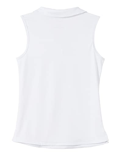Willit Girls' Sleeveless Polo Shirts Golf Tennis Polo Lightweight Shirts Quick Dry White M #TOP1