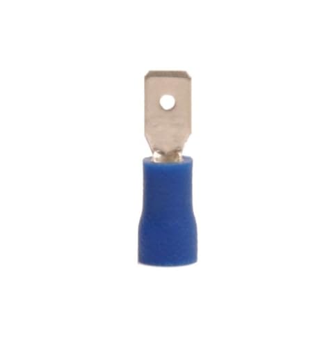 16-14 AWG Blue Vinyl Insulated Male Quick Disconnect Connector .187 Tab 3/16" - Made in USA - 14-16 AWG Solderless Connector (100)