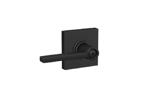 Image of SCHLAGE Latitude Bed /Bath Privacy Door Handle with Lock, Matte Black | Interior bedroom or bathroom door lever with push button lock, Reversible, Easy install, Certified durability, Universal fit