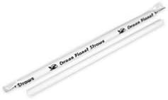 Giant White Wrapped Straws. Produced in a Responsible Manner & are Made from Certified Approved Paper for Direct Food Contact. Giant Straw Size: .318" x 7.75". 2400 Straws