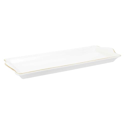 AltoBuy Plat de Service Rectangulaire en Porcelaine Liseré Doré 31x15 cm - Class