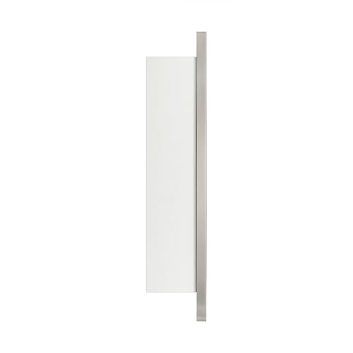 Image of TEHOME 16.5'' x 24'' Brushed Nickel Recessed and Surface Mount Bathroom Medicine Cabinet with Mirror Square Cornered Metal Framed Rounded Rectangle Medicine Cabinet Mirror