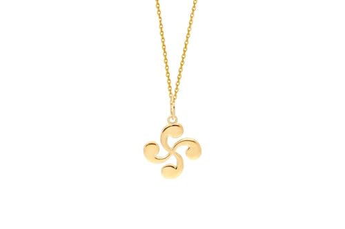 Pendentif Lauburu croix basque plaqué or jaune femme et homme 21 mm