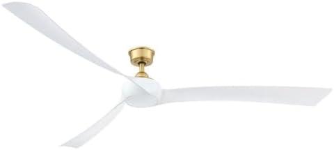 Fanimation Wrap Custom 3 Blade Ceiling Fan with Light Kit 84 Inch Wide with Brushed Satin Brass Finish and Black Blades
