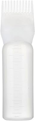 Jinshining White Brush Bottle with Comb, Shampoo Hair Color Hair Dyeing Bottle, Oil Applicator Bottle for Hair, Applicator Brush Bottle for Roots Professional Process Coloring and Highlighting Tools