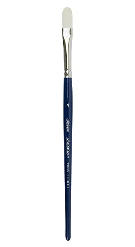 Image of Silver Brush Limited 1903S-4 Bristlon Professional Filbert Brush, Premium Hog-Imitation Stiff White Synthetic Filament Oil and Acrylic Paint Brush, Size 4, Short Handle