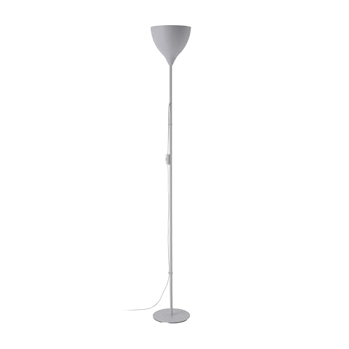 EGLO Stehlampe Vilastrosi-E, Lampe Wohnzimmer, Standleuchte für indirekte Beleuchtung, Deckenfluter aus Kunststoff und Stahl in Silber, E27 Fassung