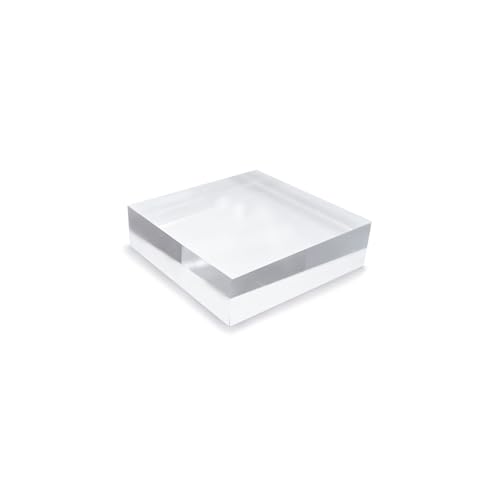 Clear Acrylic Display BlockS, 10mm Thick, Square Base for Jewellery and Pricing Display (DS/G7+) (35mm x 35mm)