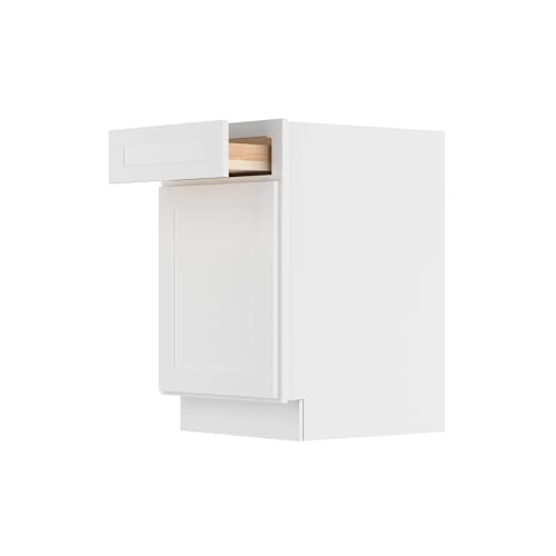 Image of Furinno Shaker Drawer Base Kitchen Cabinet with 1-Door, Ready to Assemble, 24 D x 21 W x 34.5 H, White