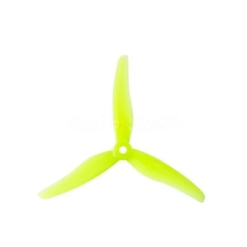 Hélice 3 pales 5.1 pouces en polycarbonate jaune pour drone UAV (4 paires)