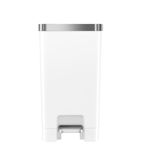 Image of Obsessions EKO 10L Plastic Step Bin with Pedal, Waste Storage Trash Can, White
