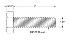 Image of 1 /4-20 x 1 inch Hex Head Screw Bolt, Fully Threaded, Zinc Plated Steel Grade 5 Pack of 25