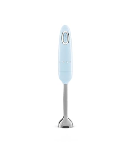 Smeg, HBF11PBEU Stabmixer, Turbo-Funktion und Flowblend-Schneidesystem, mit rutschfestem Griff, integrierte Kabeltrommel, Zubehör nicht im Lieferumfang enthalten, Leistung 700 W, Pastelblau