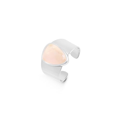 LUXENTER Anillo con Cuarzo Rosa acabado en Rodio. Color Rosa. Ajustable. Joyas para Mujer - Modelo Sheak