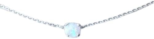 Genuine Opal (October Birthstone) 4mm choker necklace in Sterling Silver or Gold