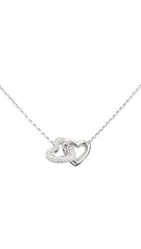 GUESS Beloved 16-18" Heart Links Necklace Rhodium silver-coloured