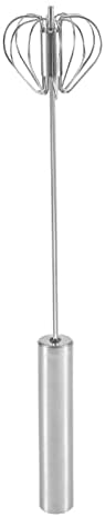 Mezclador Giratorio de Acero Inoxidable a presión Manual, batidor de Huevos Giratorio automático, Mezclador semiautomático (30 * 6,3 CM)