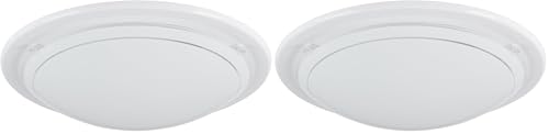 Eglo Plafón PLANET 1, aplique de pared con 1 bombilla, plafón de acero, color blanco, vidrio pintado de color blanco, casquillo E27 (Paquete de 2)