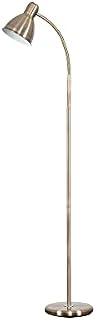 MiniSun Modern Antique Brass Adjustable Reading/Craft Floor Lamp - Complete with a 6w LED GLS Bulb [6500K Cool White]
