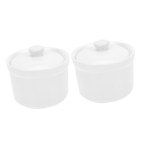 NAMOARLY 2pezzi Ciotole Zuppa in Ceramica Con Coperchio Piccole Pentole Da Stufato Leggere e Resistenti Per Uova Zuppe e Dessert Materiale Liscio e Facile Da Pulire Per Uso Domestico