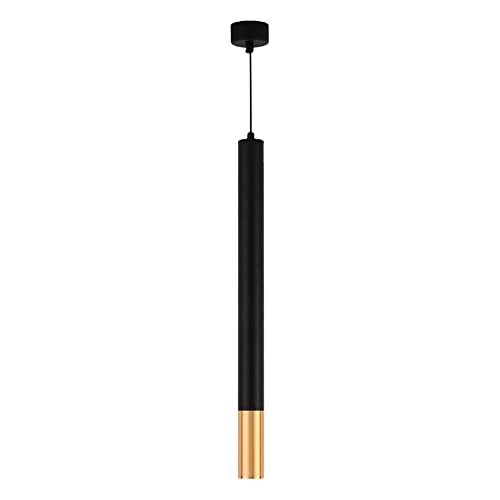 Lámpara colgante para cocina moderna sobre isla con tres tubos led negros de techo