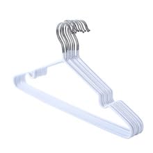 Kanija Perchas Metal Revestimiento Goma, Antideslizantes, Juego de 10 Unidades, Color Pastel, Ocupa Poco Espacio, Resistente, Hendidura para Prendas de Tirantes, Pantalones (Blanco)