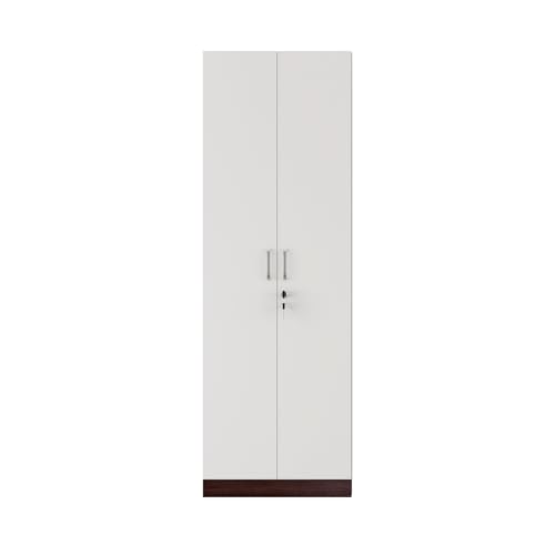Image of VIKI Wardrobe | Wooden Almirah for Clothes,Door for Bedroom, 2 Door Wardrobe with Doors (Frosty White, Dark Wenge - 40D x 60W x 180H) | 1 Year Warranty | DIY
