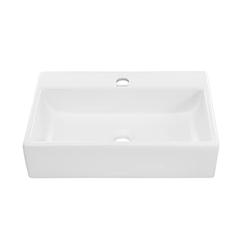 Reims 20 Rectangle Ceramic Vessel Sink, Matte White