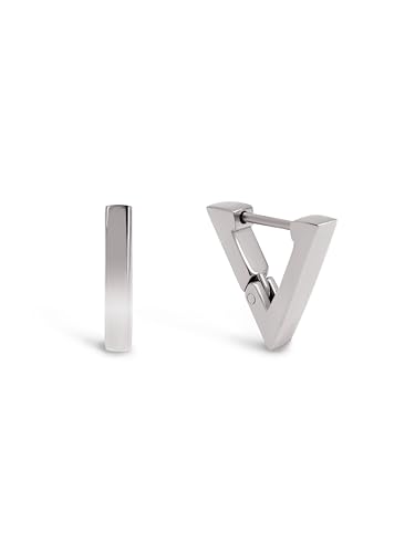 SINGULARU - Pendientes Pirámide. Acero con Altura de 13,9 mm....