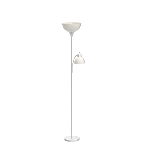 LIGHTACCENTS Floor Lamp with White Plastic Shades, Adjustable Standing Lamp, Reading Light, Head Lamp, Ideal Floor Lamps for Living Room, Measures 12x12x72 inches