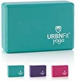 URBNFit Yoga Blocks 2 Pack - Sturdy Foam Yoga Block Set with Strap for Exercise, Pilates Workout, Stretching, Meditation, Stability - High Density Non Slip Brick, Fitness Accessories