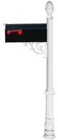 E1 Economy Mailbox System with Ornate Base & Pineapple Finial White