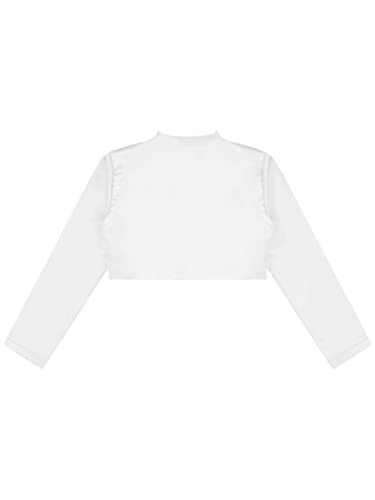 Kids Girls Applique Satin Bolero Cropped Jacket Open Front Cardigan for Wedding Birthday White 16 Years3