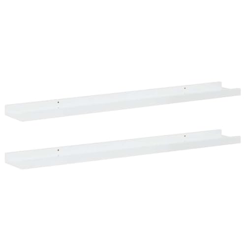 vidaXL 2X Etagères Murales Etagères Suspendues Etagères Flottantes Salon Salle de Séjour Chambre à Coucher Maison Intérieur Blanc Brillant 80x9x3 cm