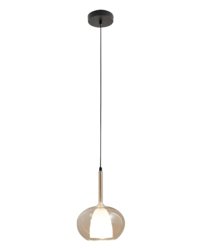 Suspension Edolo Ø22 cm luminaire design moderne verre ambré douille E27