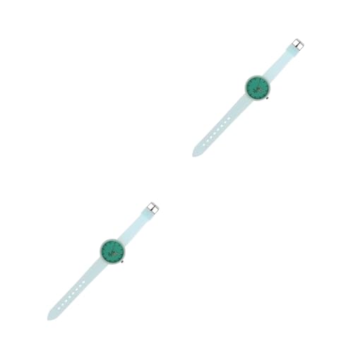 SAFIGLE 2stücke Silicone Damenuhr Einfache Modische Sportuhr Grün Für Damen Geeignet Für Freizeit Und Sport Aus Hochwertigem Silikon Gefertigt Leicht