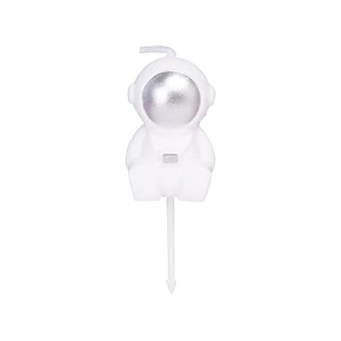 Astronaut Shaped Birthday Candle, Outer Space Themed Birthday Candles, Spaceman Candle Cake Decoration (Silver) Cover