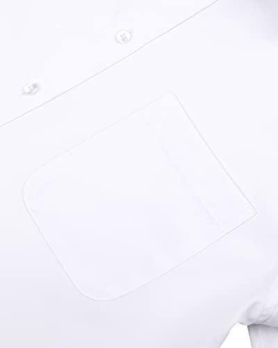 Alimens & Gentle Men'S Dress Shirts Long Sleeve Wrinkle-Free Stretch Shirts Solid Formal Button Down Shirt With Pocket White thumb #4