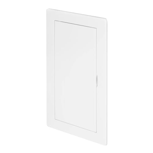Awenta Kunststoff-Zugangsklappentür 150x250 mm – weiße Abdeckplatte für die Öffnungsklappe – Kastentürschloss – Türriegel – verdecktes Scharnier – abnehmbare Tür – lackierbare glatte Oberfläche