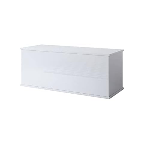 MB Muebles Bonitos | Baúl de almacenamiento Arcón Zapatero Puff | Gran Capacidad | Modelo Ariel | Melamina | Blanco Cover