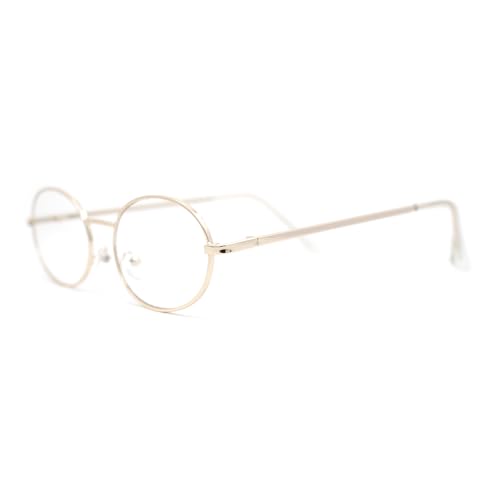 Sa106 C125-GD-CLR-M17008GDCLR Classic Retro Oval Round Metal Rim Clear Lens Eyeglasses Gold thumb #2