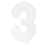 40 Inch Large White Number Aluminum Foil Balloons 0-9 Foil Birthday Balloon Party Decorations...