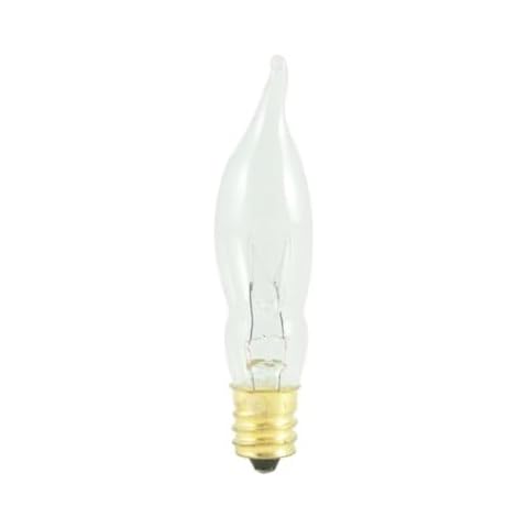 25 Pack - Bulbrite 7.5CFC/15/3 7.5W Flame Candelabra Tip Chandelier Bulb, Clear Cover